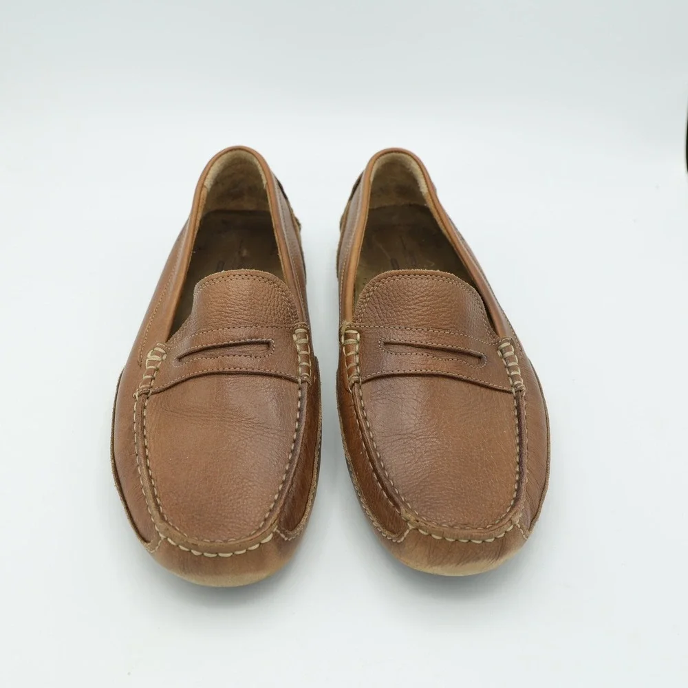 Rockport Mens M76501 Tan Brown Leather Penny Loafer Driving Shoes‎ Size 9.5 W